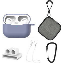 Sonique Soft Touch Σετ Θήκη Σιλικόνης με Γάντζο για Apple AirPods Pro 1 Μπλε