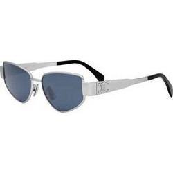 Celine C 40293U 16V Ανδρικά Γυαλιά Ηλίου Πολυγωνικά Μεταλλικά Ασημί με Μπλε Φακό