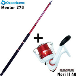 Oceanic Combo Team Mentor + Sensei Nori II 40 Σετ Καλάμι Ψαρέματος για Casting / Surf Casting Τηλεσκοπικό 2.7m με Μηχανισμό 40-80gr