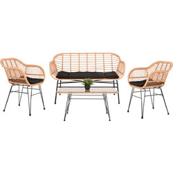 HomeMarkt Allegra Σετ Σαλόνι Κήπου Rattan 4τμχ Εκρού HM21052