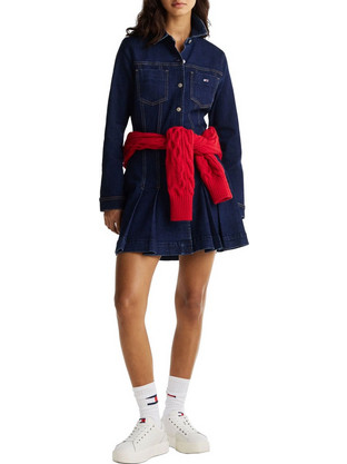Tommy Hilfiger Mini Καθημερινό Φόρεμα Ντραπέ Σεμιζιέ Τζιν Navy Μπλε DW0DW20533-C5E