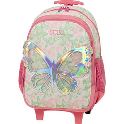 Polo Junior Bibi Butterfly Σχολική Τσάντα Τρόλεϊ Νηπιαγωγείου Λευκή Ροζ 907076-8352