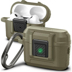 Spigen Lock Fit Vintage Θήκη Σιλικόνης με Γάντζο για Apple AirPods Pro 1 / 2 Χακί