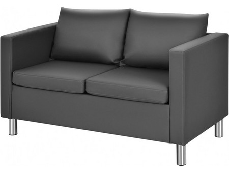 Costway Διθέσιος Καναπές Δερματίνη Μαύρος 120x60x62cm 1075463