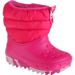 Crocs Παιδικές Μπότες Χιονιού Φούξια Λευκές Αδιάβροχες με Γούνα 207683-6X0