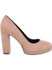 S.Piero Γόβες Suede με Χοντρό Ψηλό Τακούνι & Φιάπα Nude 100/03