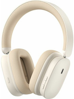 Baseus Bowie H1i Ασύρματα Bluetooth Ακουστικά Over Ear με Noise Cancelling Μπεζ