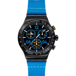 Swatch Moments In Blue Ανδρικό Ρολόι Χρονογράφος με Μπλε Υφασμάτινο Λουράκι YVB100