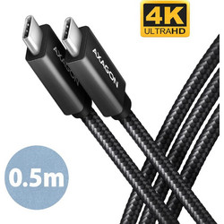 Axagon Braided USB-C to USB-C 100W 0.5m Black BUCM32-CM05AB