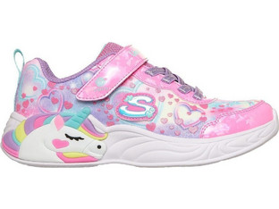 Skechers Heart Sparkles Παιδικά Sneakers με Φωτάκια Ροζ Γαλάζια 303063L-PKMT