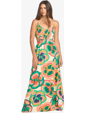 Billabong Mami Wata Maxi Καλοκαιρινό Βραδινό Φόρεμα Floral Εκρού 24B132526-MUL