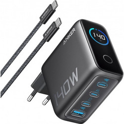 Anker Zolo Φορτιστής με Καλώδιο USB-C με Θύρα USB-A & 3 Θύρες USB-C 140W Power Delivery Black