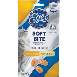 Egeo Pet Food Soft Bites Sterilised with Chicken & Cheese 3x10gr