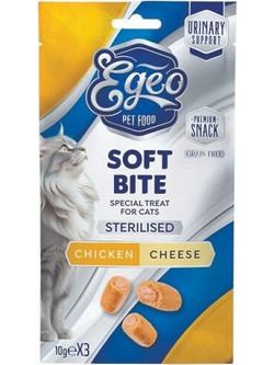 Egeo Pet Food Soft Bites Sterilised with Chicken & Cheese 3x10gr