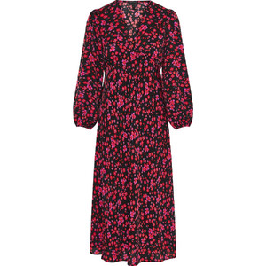 Funky Buddha Midi Βραδινό Φόρεμα Floral Μαύρο FBL012-136-13