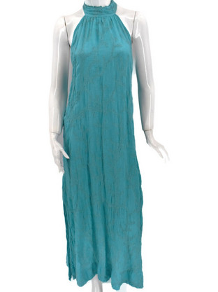 Haris Cotton Maxi Καλοκαιρινό Φόρεμα Λινό Τιρκουάζ DRS-6076