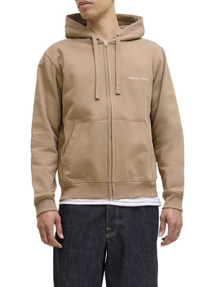 Jack & Jones Ανδρική Ζακέτα Φούτερ με Κουκούλα και Φερμουάρ Καφέ 12282901