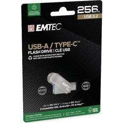 Emtec D280 256GB USB Stick 3.2 Gen 1 με USB-A & USB-C