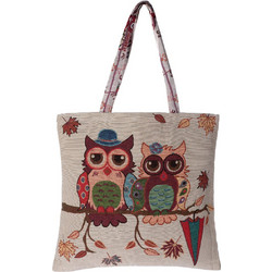 Silk Fashion Owl Υφασμάτινη Τσάντα Θαλάσσης Ώμου Πολύχρωμη 45x45cm