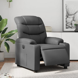 vidaXL Πολυθρόνα Relax με Υποπόδιο Ανακλινόμενη Δερματίνη Γκρι 3206588