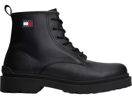 Tommy Jeans Ανδρικά Αρβυλάκια Δερμάτινα Μαύρα EM0EM01628-BDS