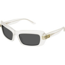 Balenciaga BB0432S 003 Γυναικεία Γυαλιά Ηλίου Ορθογώνια Κοκάλινα Λευκά με Μαύρο Φακό