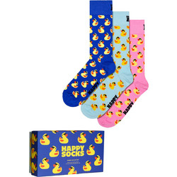 Happy Socks Duck Βαμβακερές Γυναικείες Κάλτσες Μπλε Γαλάζιες Ροζ με Σχέδια 3Pack P002652