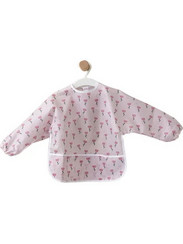 Palamaiki NB0146 Girl Αδιάβροχη Σαλιάρα Ποδιά Πλαστική με Αυτοκόλλητο Τσέπη & Μανίκια Ροζ