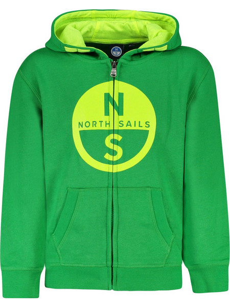 North Sails Παιδική Ζακέτα Φούτερ με Κουκούλα και Φερμουάρ Πράσινη Κίτρινη 794375000-0460