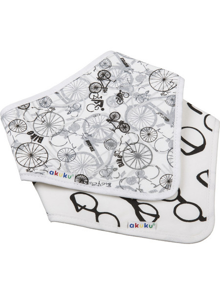 Akuku Bikes / Glasses Σετ Σαλιάρες Μπαντάνα από 100% Βαμβάκι με Αυτοκόλλητο Λευκές 2τμχ