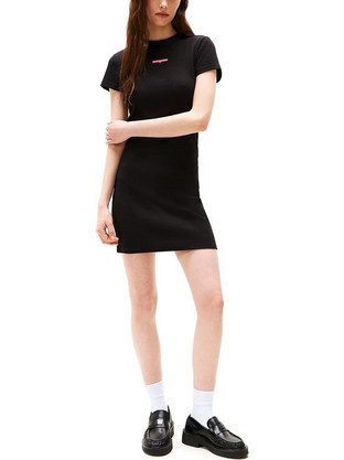 Tommy Jeans Mini Καλοκαιρινό Καθημερινό Φόρεμα Μαύρο DW0DW21186-BDS