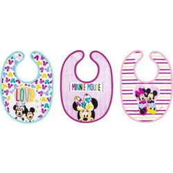 Interbaby Disney Minnie Σετ Αδιάβροχες Σαλιάρες με Αυτοκόλλητο Πολύχρωμες 3τμχ