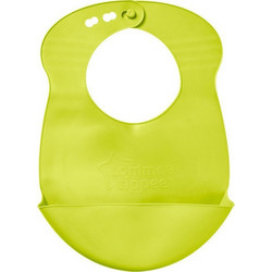 Tommee Tippee Roll n' Go Αδιάβροχη Σαλιάρα Σιλικόνης με Κουμπί & Τσέπη 6m+ Lime