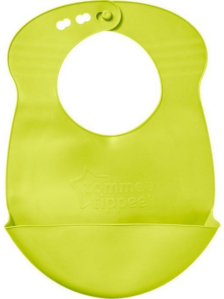 Tommee Tippee Roll n' Go Αδιάβροχη Σαλιάρα Σιλικόνης με Κουμπί & Τσέπη 6m+ Lime