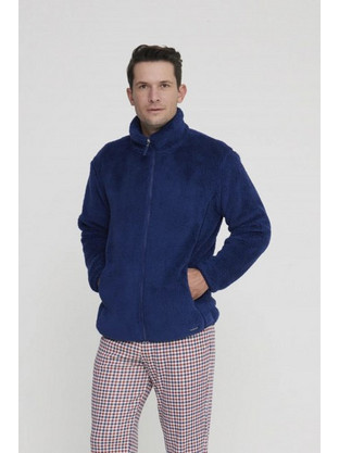 Noidinotte Χειμωνιάτικη Ανδρική Ρόμπα Fleece Navy Μπλε GE3070