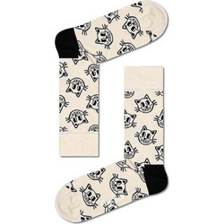 Happy Socks Ανδρικές Κάλτσες Ψηλές με Σχέδια Μπεζ Μαύρες 2Pack XPTS02-9100