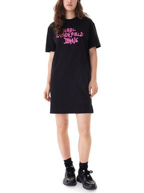 Karl Lagerfeld Mini Καλοκαιρινό Καθημερινό Μπλουζοφόρεμα Μαύρο B1W13043-999