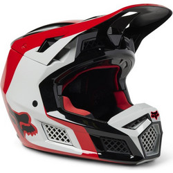Fox Racing V3 RS Efekt White Red Κράνος Μηχανής Motocross