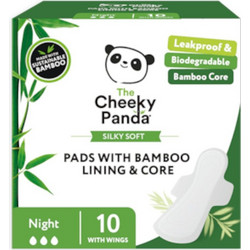 Cheeky Panda Bamboo Night Σερβιέτες με Φτερά για Αυξημένη Ροή 3 Σταγόνες 10τμχ