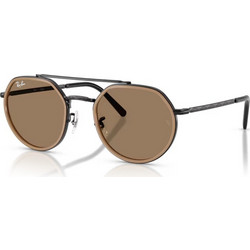 Ray-Ban RB3765 927973 Ανδρικά Γυαλιά Ηλίου Πολυγωνικά Μεταλλικά Μαύρα με Καφέ Φακό