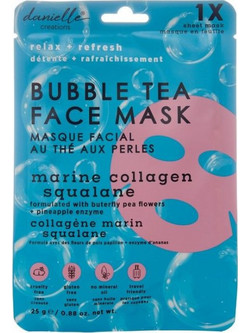 Danielle Creations Bubble Tea Sheet Μάσκα Προσώπου για Αντιγήρανση Ενυδάτωση & Λάμψη με Κολλαγόνο 1τμχ