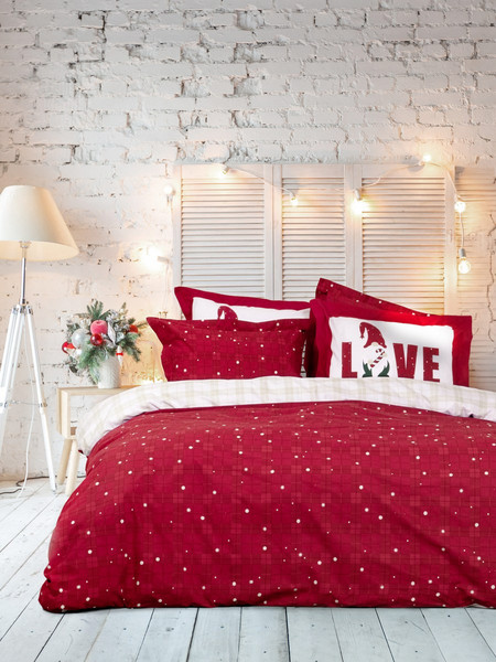 Nima Σετ Σεντόνια Υπέρδιπλα Βαμβακερά 240x260 Everlone Red Beige