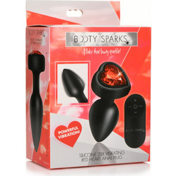XR Brands Booty Sparks Heart Small Πρωκτική Σφήνα Diamond Plug Ασύρματη με Δόνηση Κόκκινη Μαύρη