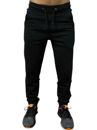 Cotton Point Ανδρικό Παντελόνι Φόρμας Fleece με Λάστιχο Μαύρο