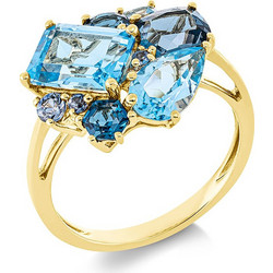 Million Diamonds Γυναικείο Δαχτυλίδι Ροζέτα από Xρυσό 18K με Ζαφείρι & Τοπάζι RL21994