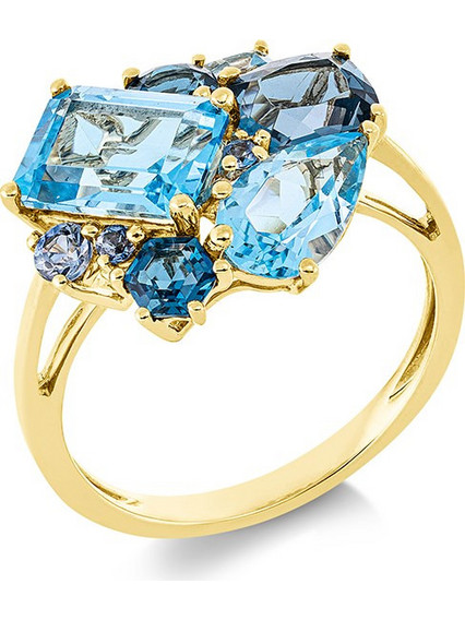 Million Diamonds Γυναικείο Δαχτυλίδι Ροζέτα από Xρυσό 18K με Ζαφείρι & Τοπάζι RL21994
