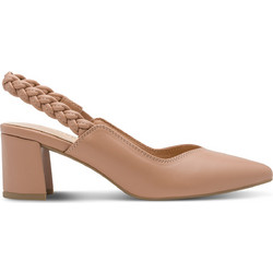 Marco Tozzi Γόβες Slingback Δερμάτινες με Χοντρό Χαμηλό Τακούνι Nude 2-29644-42-496