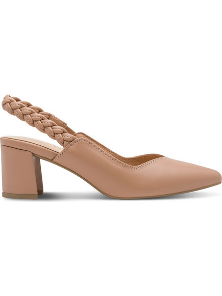Marco Tozzi Γόβες Slingback Δερμάτινες με Χοντρό Χαμηλό Τακούνι Nude 2-29644-42-496