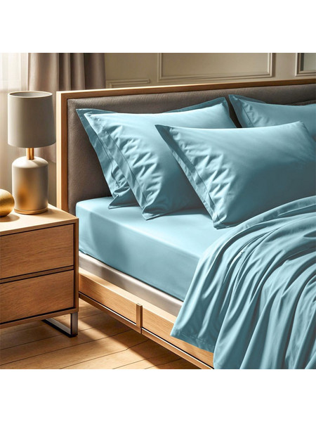 Cotton Box Σεντόνι Υπέρδιπλο Βαμβακερό 240x260 Tonne Πετρόλ Μπλε