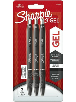Sharpie S-Gel Σετ Στυλό Gel 0.7mm Μαύρο 3τμχ